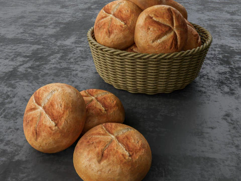 B&auml;ckerei-Br&ouml;tchenbrot 3D Modell