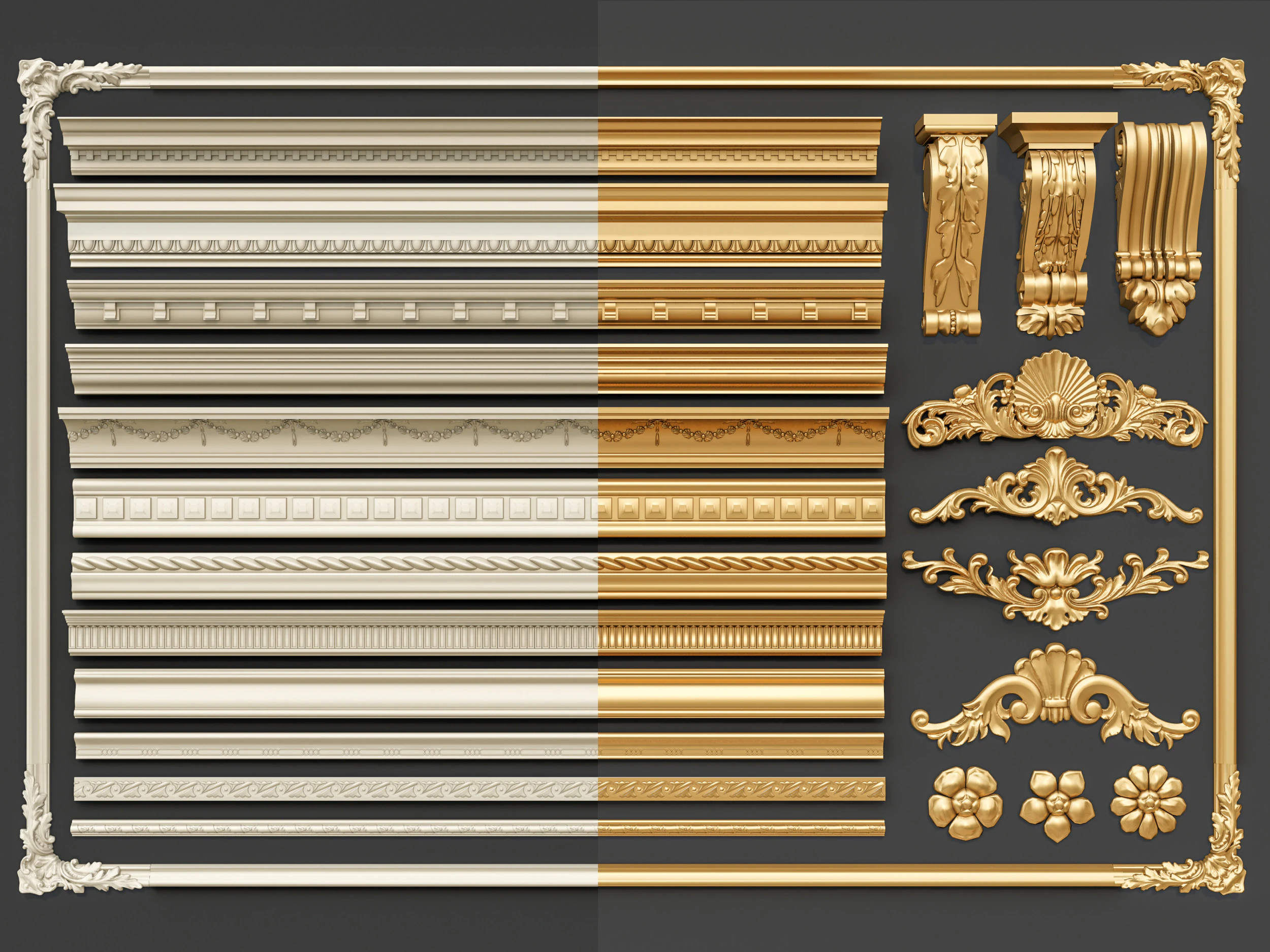 Classic carvings moldings 00 3D Model .c4d .max .obj .3ds .fbx .stl .blend 