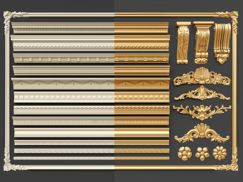 Classic carvings moldings 00 3D मॉडल
