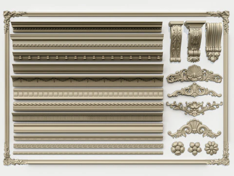 Classic carvings moldings 00 3D Model
