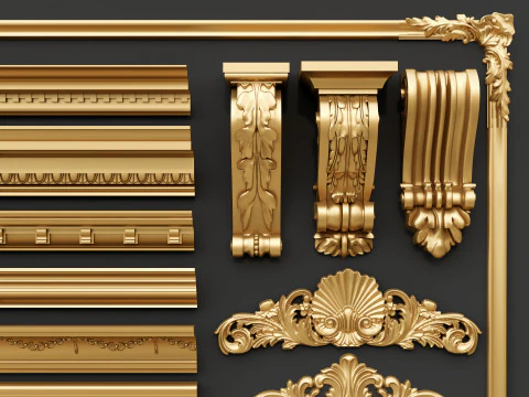 Classic carvings moldings 00 3D Model