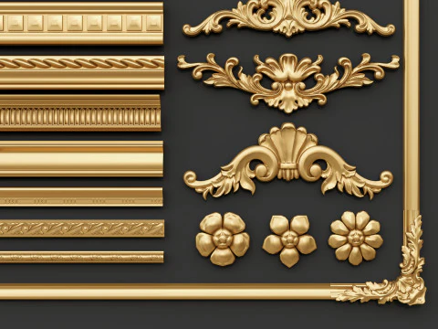 Classic carvings moldings 00 3D Model