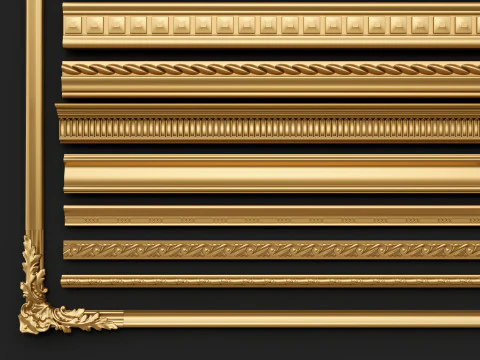 Classic carvings moldings 00 3D Model