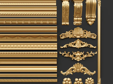 Classic carvings moldings 00 3D Model