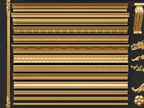 Classic carvings moldings 00 3D Model