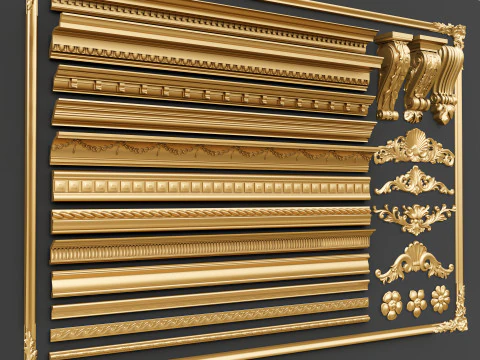 Classic carvings moldings 00 3D Model