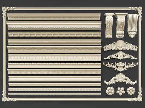 Classic carvings moldings 00 3D Model