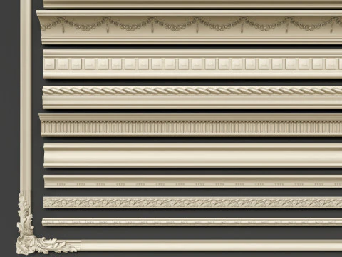 Classic carvings moldings 00 3D Model