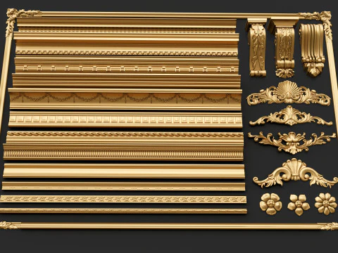 Classic carvings moldings 00 3D Model