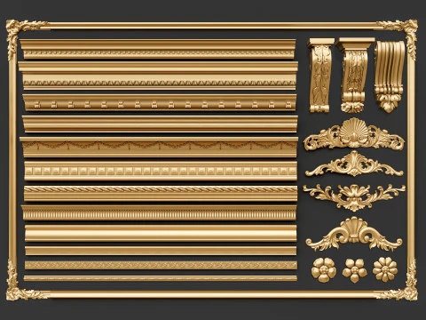 Classic carvings moldings 00 3D Model