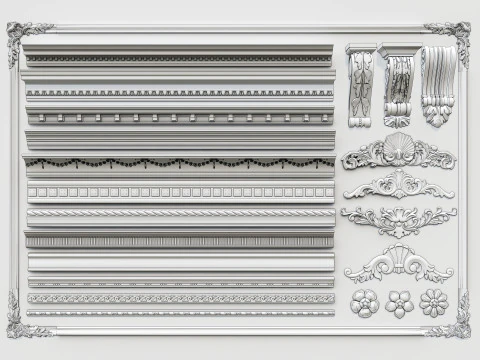 Classic carvings moldings 00 3D Model