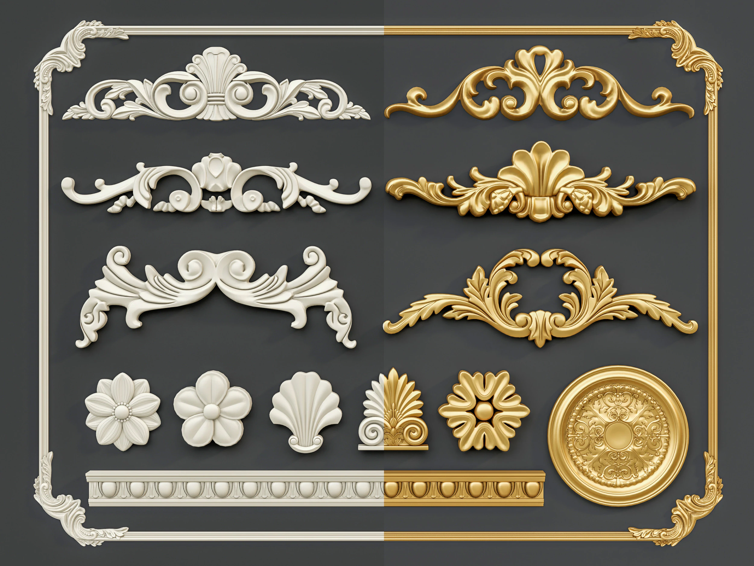 Classic carvings moldings 1 3D Model .c4d .max .obj .3ds .fbx .stl .blend 