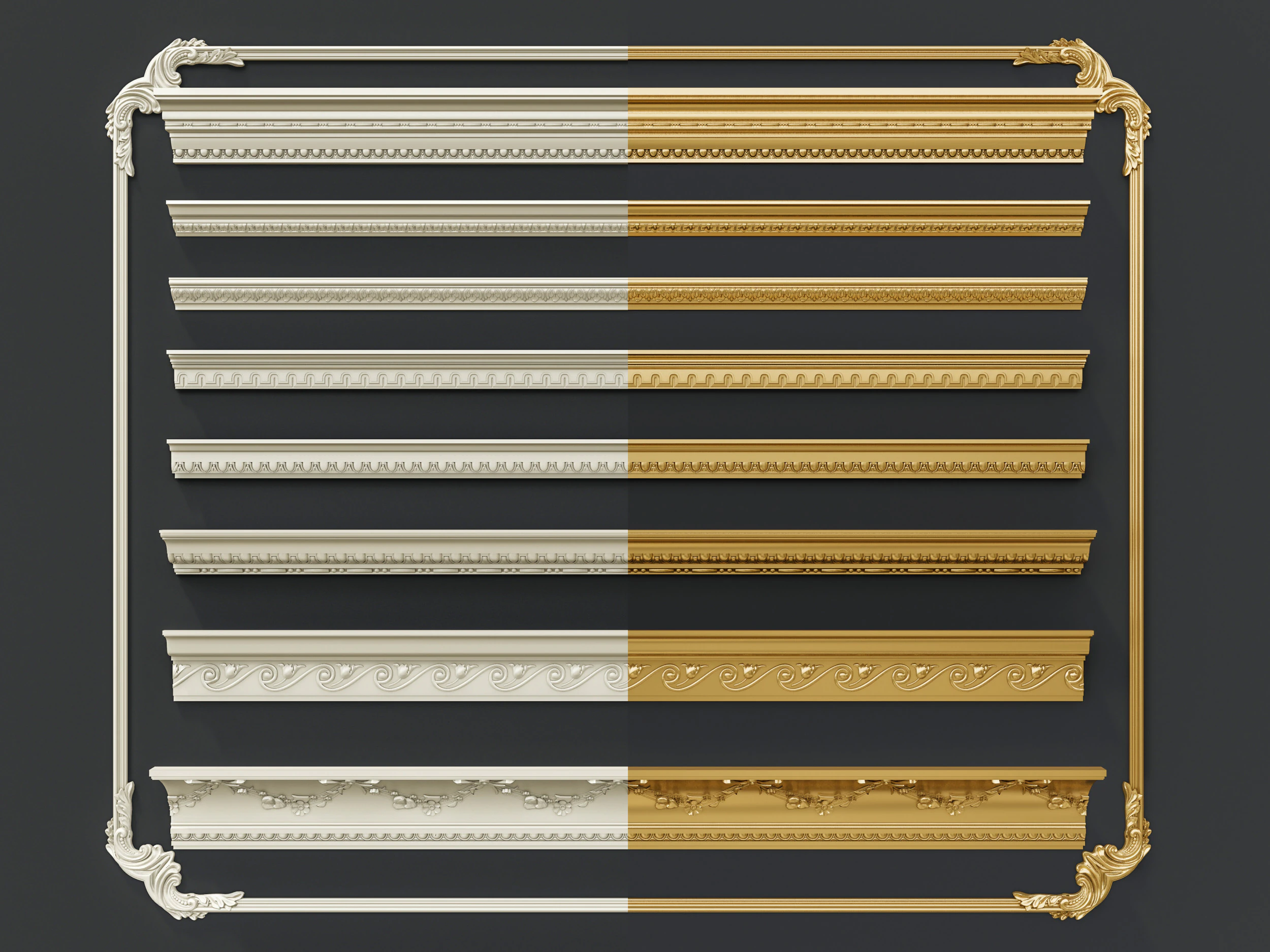 Classic carvings moldings 4 3D Model .c4d .max .obj .3ds .fbx .stl .blend 