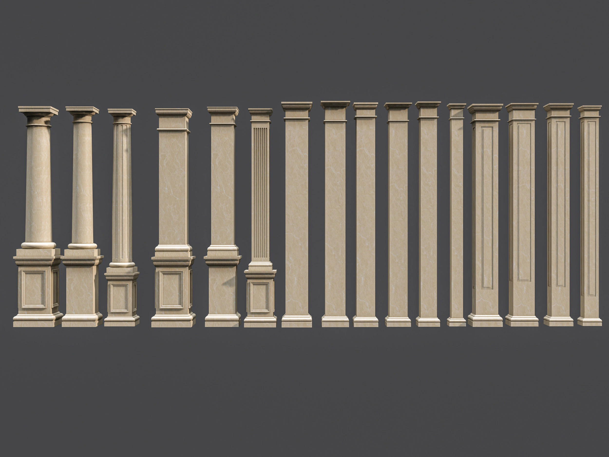 Classic colums 5 3D Model .c4d .max .obj .3ds .fbx .stl .blend