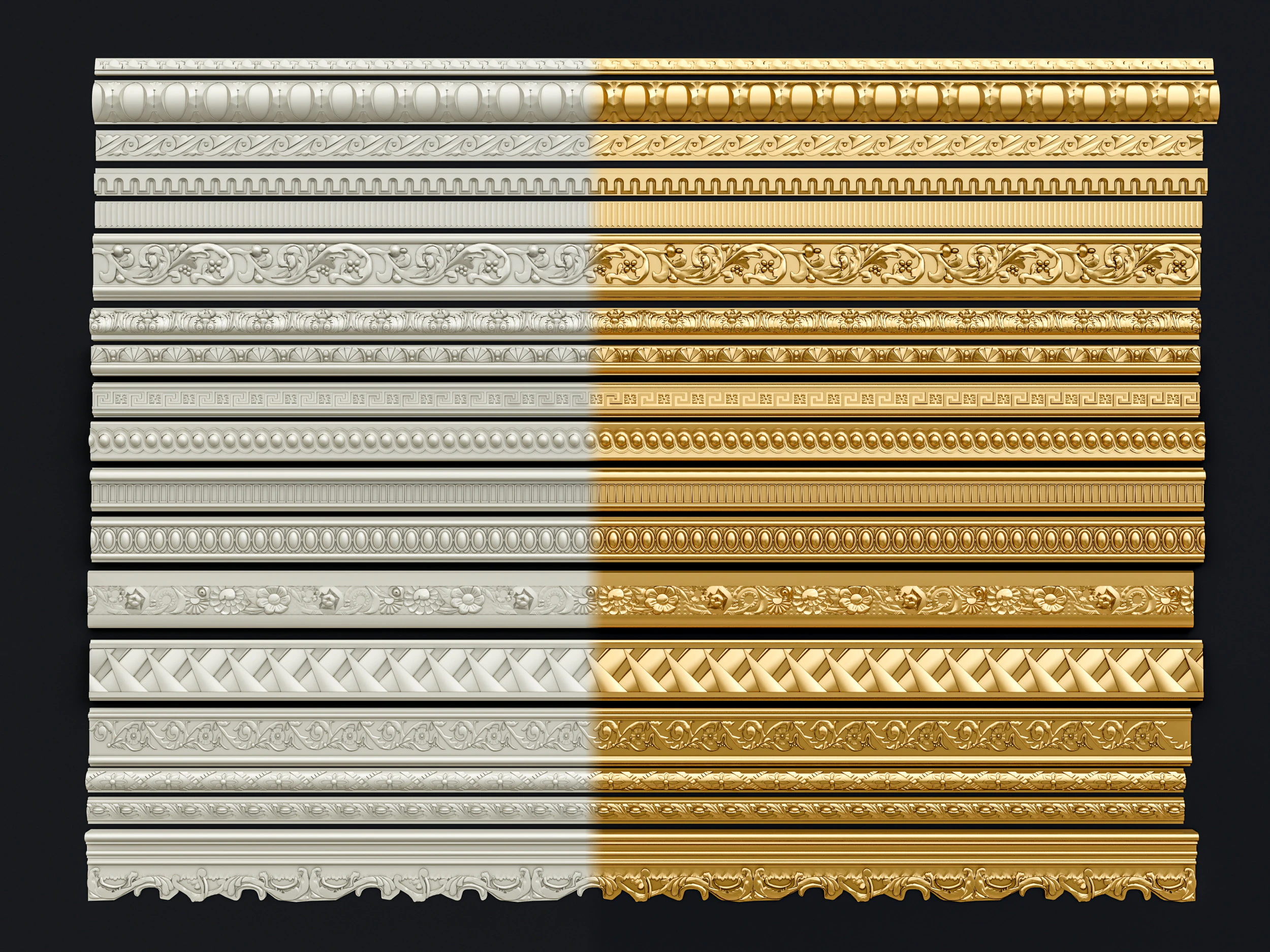 Classic carvings moldings 11 3D Model .c4d .max .obj .3ds .fbx .stl .blend 