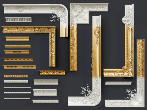 经典雕刻线条 14 3D 模型