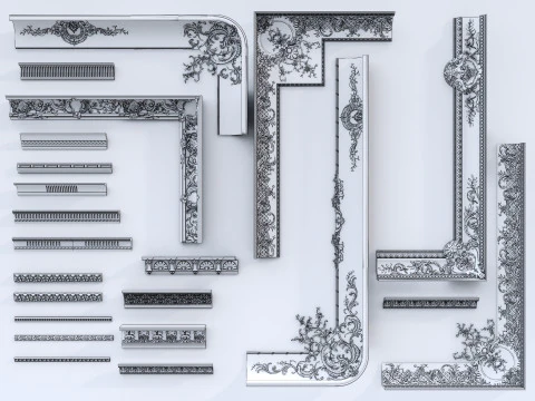 Classic carvings moldings 14 3D Model