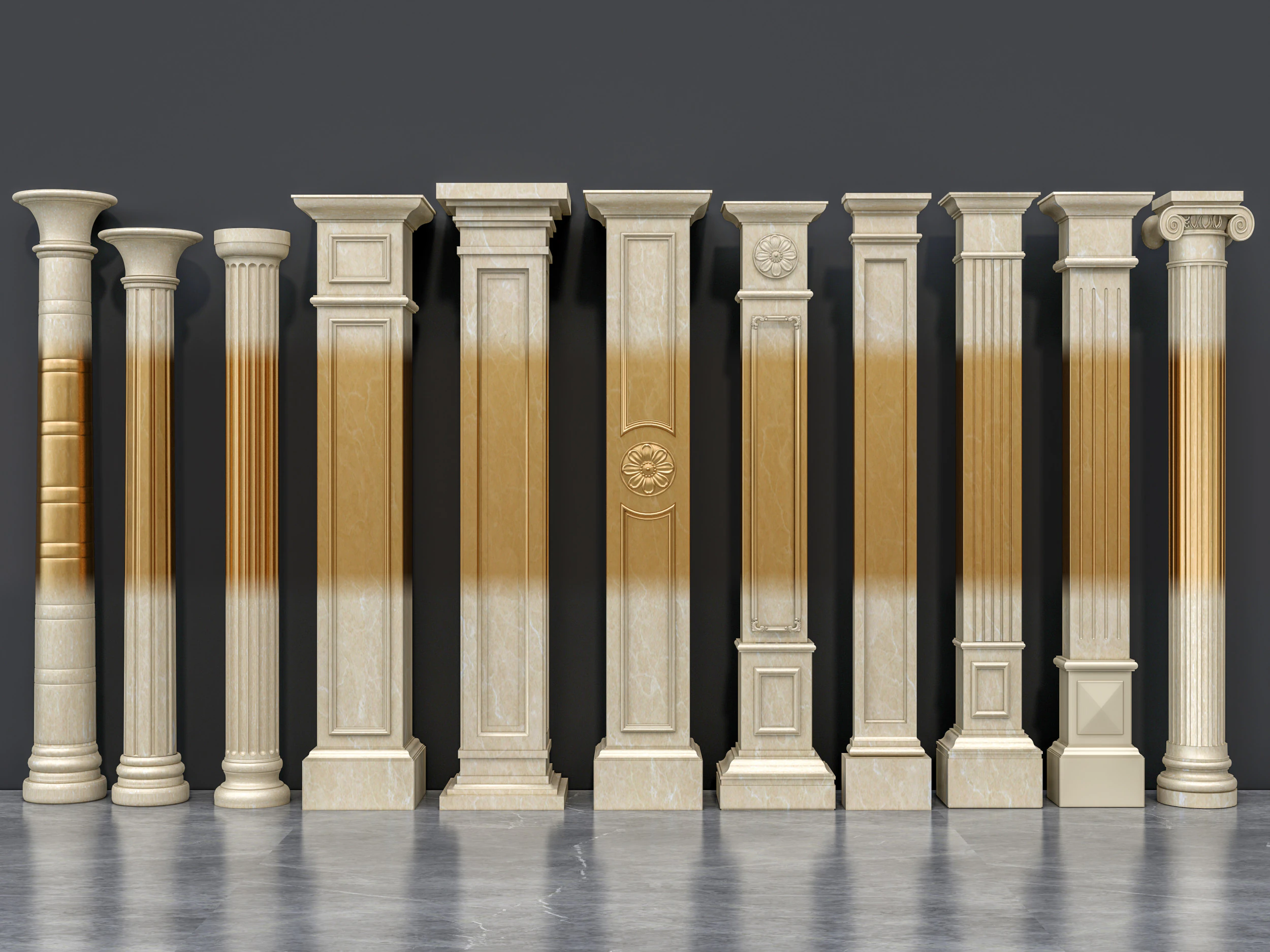 Klassieke kolommen 16 3D Model .c4d .max .obj .3ds .fbx .stl .blend 