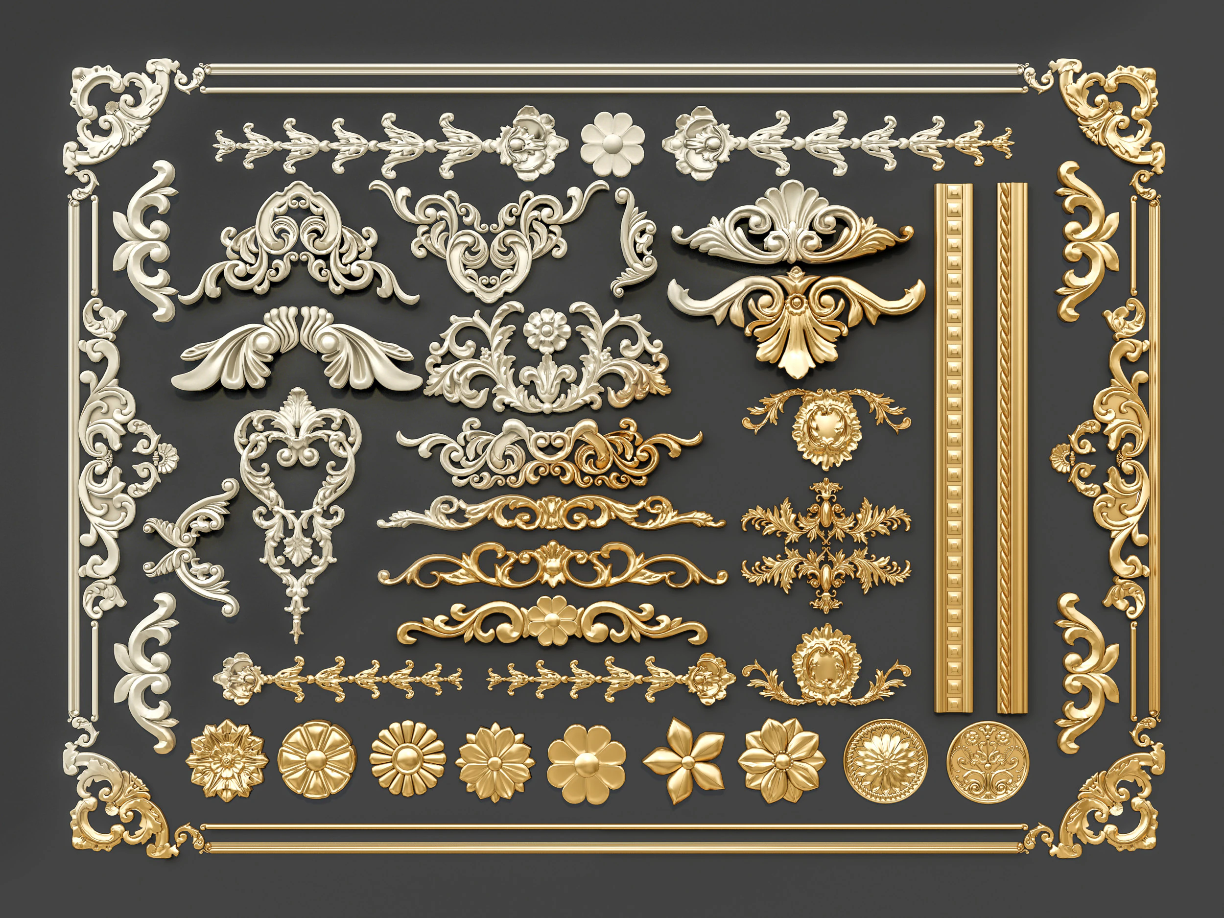 Classic carvings moldings 29 3D Model .c4d .max .obj .3ds .fbx .stl .blend 