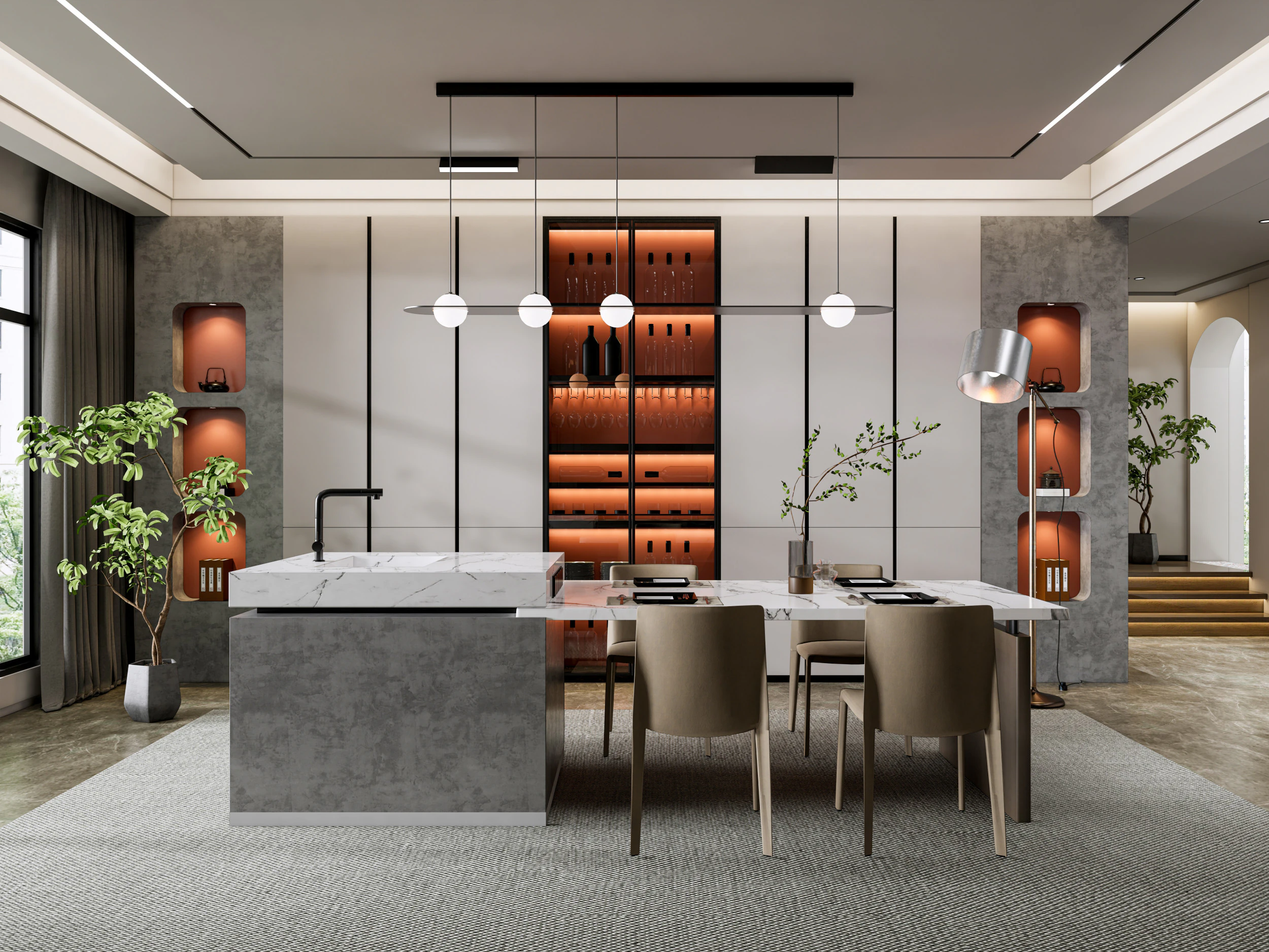 Dining Room 19 3D Model .c4d .max .obj .3ds .fbx .stl .blend 