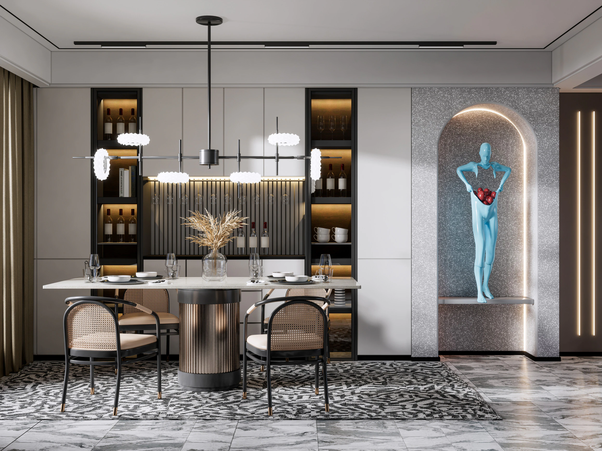 Dining Room 25 3D Model .c4d .max .obj .3ds .fbx .stl .blend 