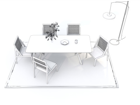Dining table set 3 3D-Modell