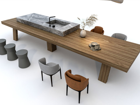 Dining table set 4 3D Модель