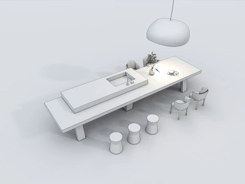 Set tavolo da pranzo 4 Modello 3D