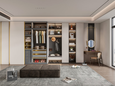 Dressing Room Wardrobe with Shoe Cabinet Storage 1 Modelo 3D