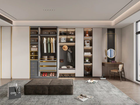 Armoire de dressing avec meuble &agrave; chaussures, rangement 1 Modèle 3D