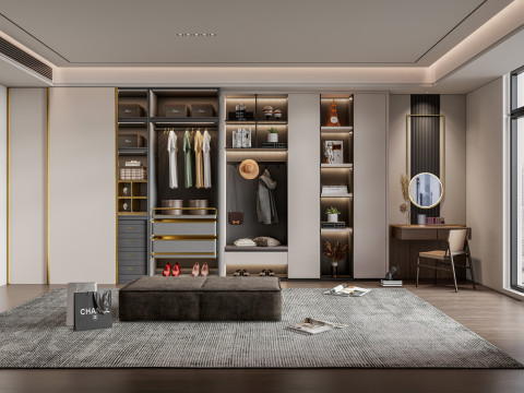 Dressing Room Wardrobe with Shoe Cabinet Storage 1 Modelo 3D