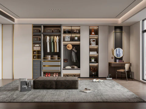 Armoire de dressing avec meuble &agrave; chaussures, rangement 1 Modèle 3D