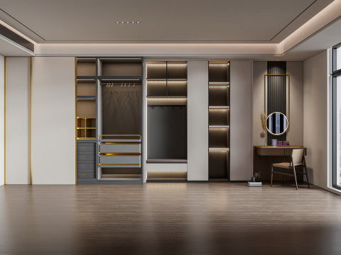 Dressing Room Wardrobe with Shoe Cabinet Storage 1 Modelo 3D
