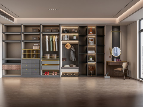 Dressing Room Wardrobe with Shoe Cabinet Storage 1 Modelo 3D