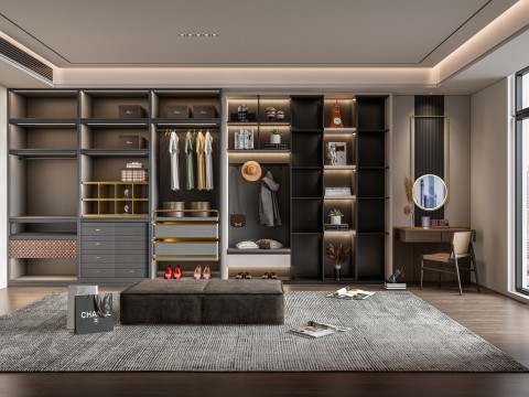 Dressing Room Wardrobe with Shoe Cabinet Storage 1 Modelo 3D