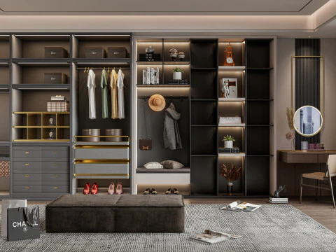 Armoire de dressing avec meuble &agrave; chaussures, rangement 1 Modèle 3D