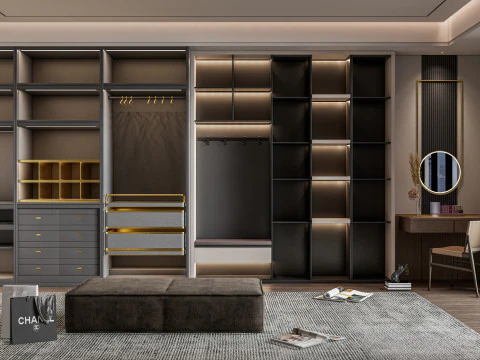 Armoire de dressing avec meuble &agrave; chaussures, rangement 1 Modèle 3D