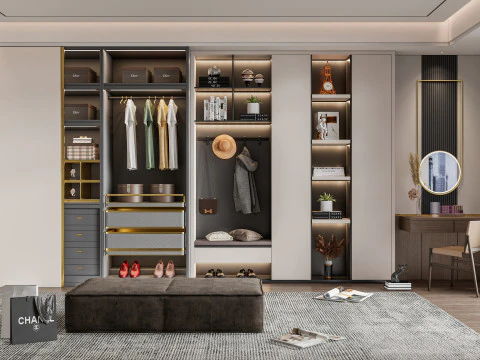 Armoire de dressing avec meuble &agrave; chaussures, rangement 1 Modèle 3D