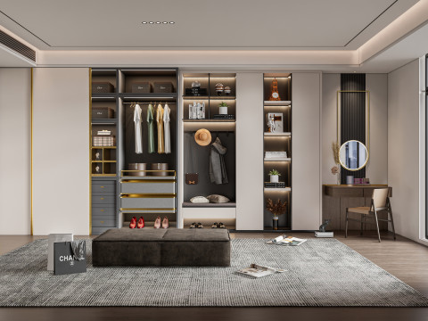 Dressing Room Wardrobe with Shoe Cabinet Storage 1 Modelo 3D