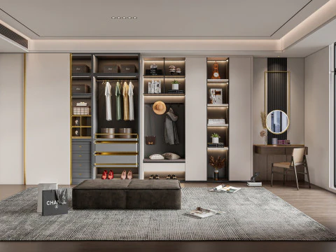 Armoire de dressing avec meuble &agrave; chaussures, rangement 1 Modèle 3D