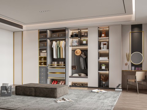 Dressing Room Wardrobe with Shoe Cabinet Storage 1 Modelo 3D