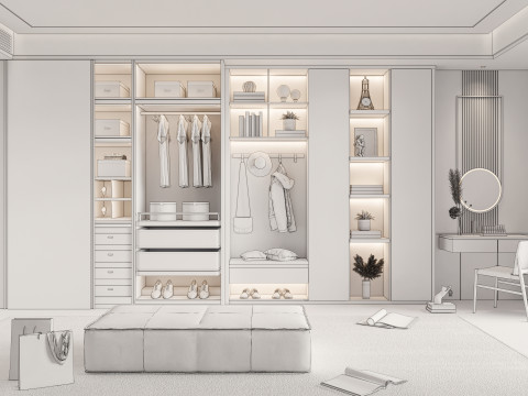 Dressing Room Wardrobe with Shoe Cabinet Storage 1 Modelo 3D