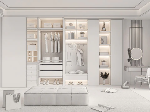 Armoire de dressing avec meuble &agrave; chaussures, rangement 1 Modèle 3D