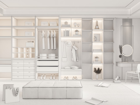 Dressing Room Wardrobe with Shoe Cabinet Storage 1 Modelo 3D