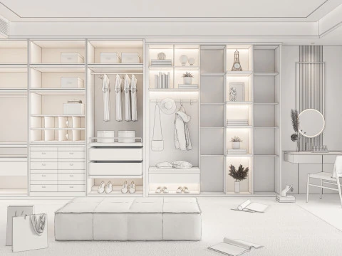 Armoire de dressing avec meuble &agrave; chaussures, rangement 1 Modèle 3D