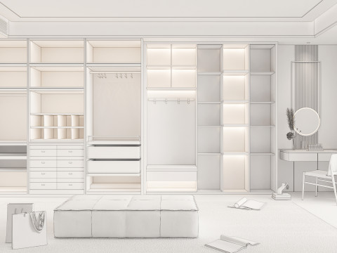 Dressing Room Wardrobe with Shoe Cabinet Storage 1 Modelo 3D