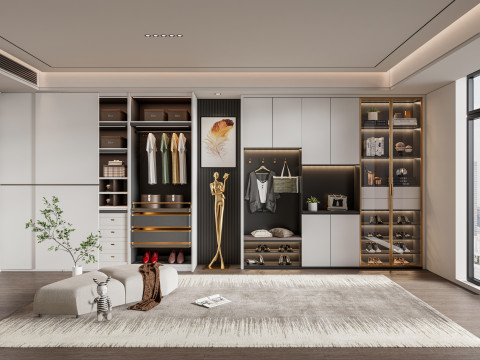 Dressing Room Wardrobe with Shoe Cabinet Storage 2 Modelo 3D