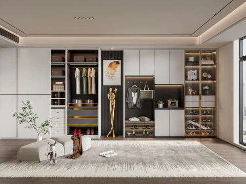 Giyinme Odası Dolaplı Ayakkabılık Dolabı 2 3D Model