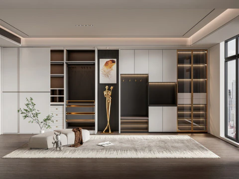 Dressing Room Wardrobe with Shoe Cabinet Storage 2 3D Model