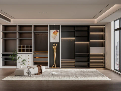 Dressing Room Wardrobe with Shoe Cabinet Storage 2 3D Model